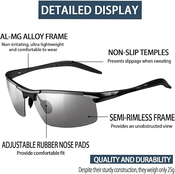 Polarized Half-Frame Sports Sunglasses – UV400 Outdoor Fishing & Driving Eyewear Unisex