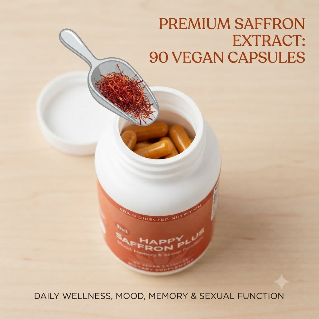 Happy Saffron Plus Capsules for Daily Wellness (90 Capsules)