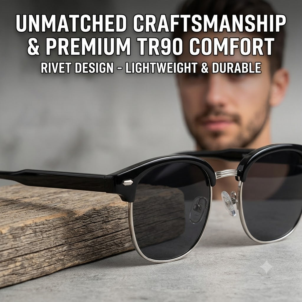 Vintage TR90 Half-Frame – UV400 Square Sunglasses