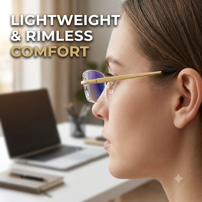 Rimless Anti-Blue Light Diamond-Cut Computer Glasses