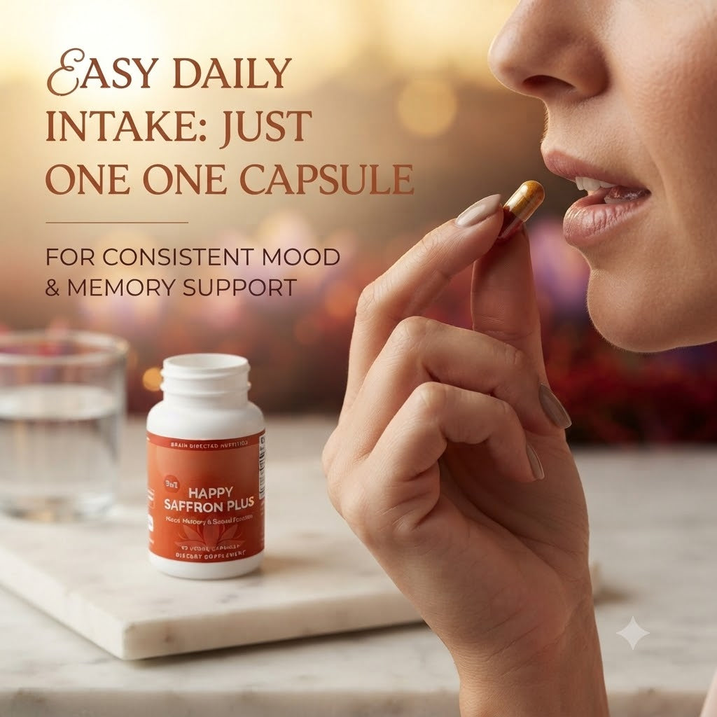 Happy Saffron Plus Capsules for Daily Wellness (90 Capsules)