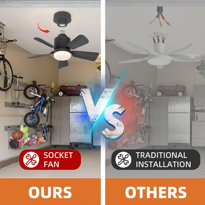 2-in-1 LED Ceiling Fan Light with Remote – Dimmable E26/E27 Socket 6-Blade Fan Lamp