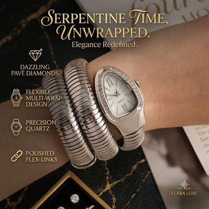 Women's Snake-Head Quartz Watch – Luxury Diamond-Accent Elastic Band Fashion Timepiece