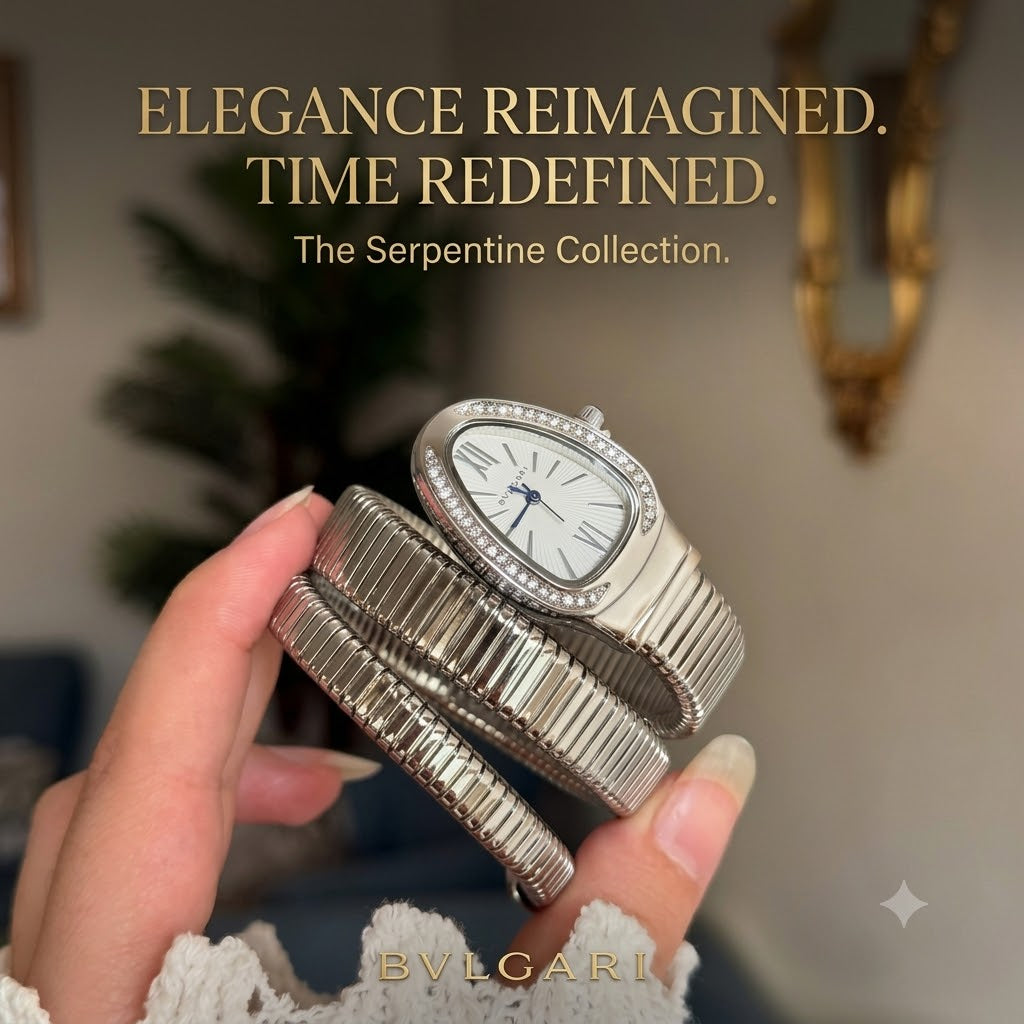 Women's Snake-Head Quartz Watch – Luxury Diamond-Accent Elastic Band Fashion Timepiece
