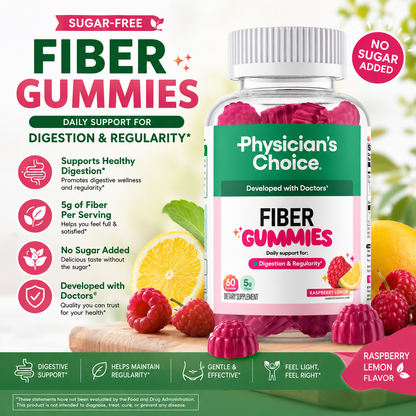 Sugar-Free Fiber Gummies – 5g Fiber Raspberry Lemon Flavor