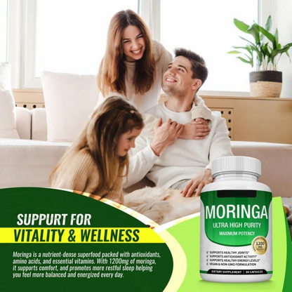 Moringa Leaf Capsules Natural Herbal Supplement 1200mg
