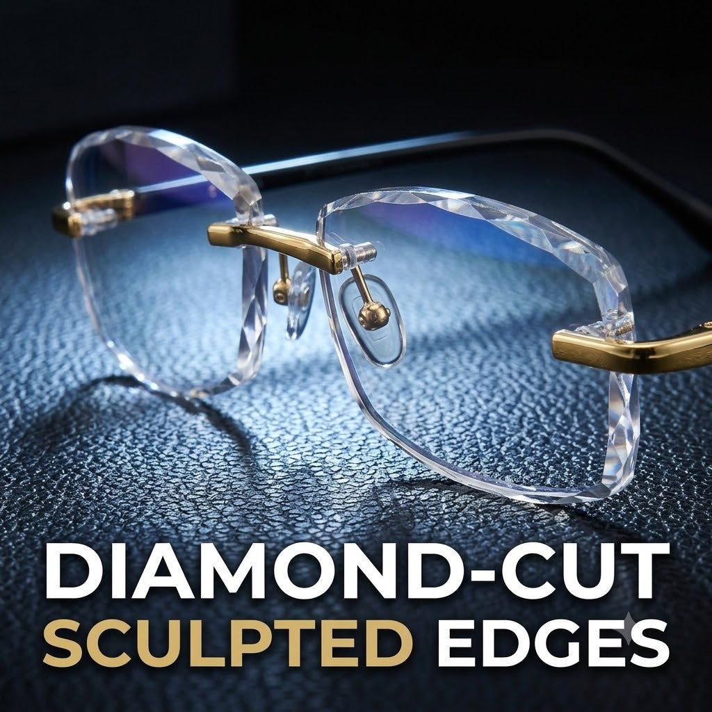 Rimless Anti-Blue Light Diamond-Cut Computer Glasses