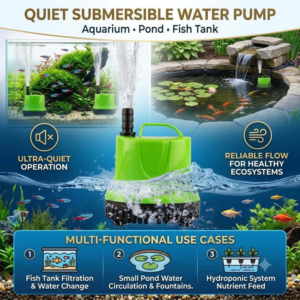 Quiet Submersible Aquarium Pond & Fish Tank Water Pump