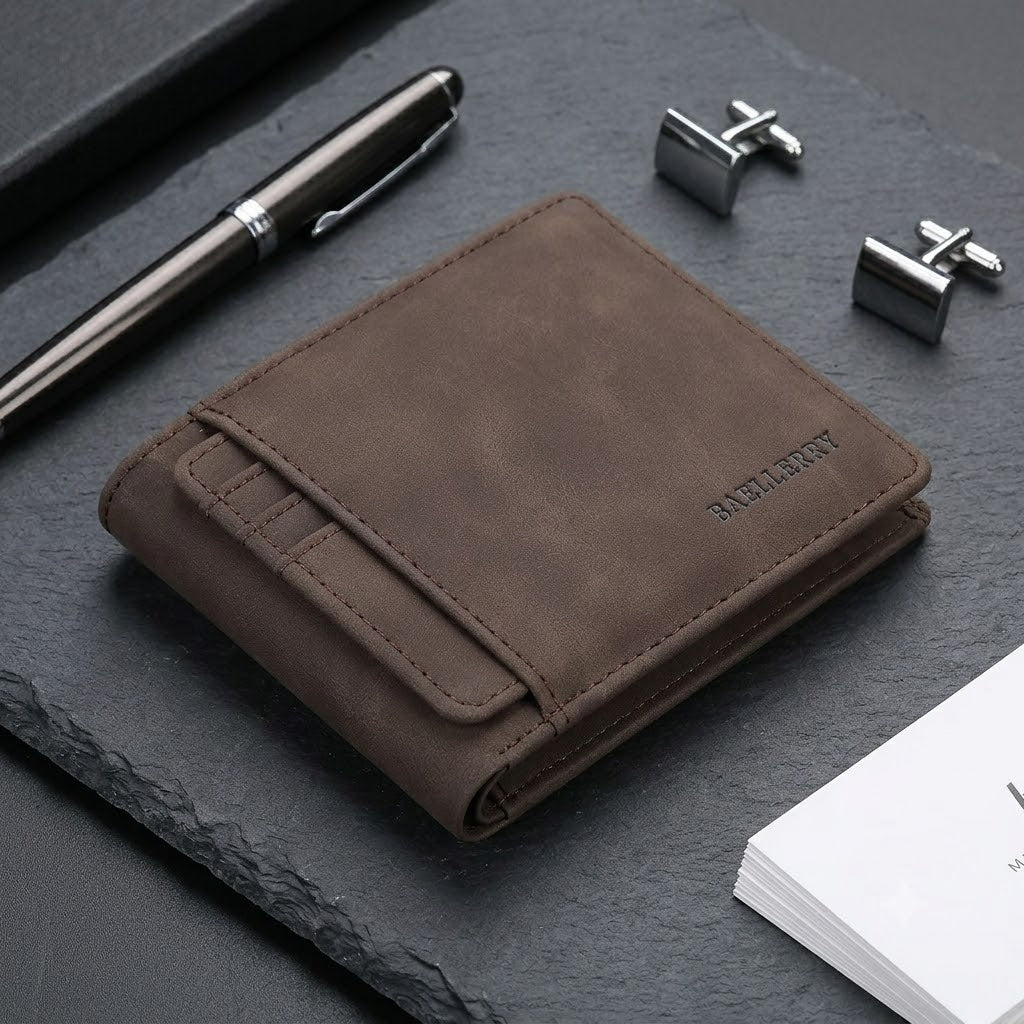 Slim Minimalist Men's Wallet – PU Leather Business Wallet with Removable Card Holder