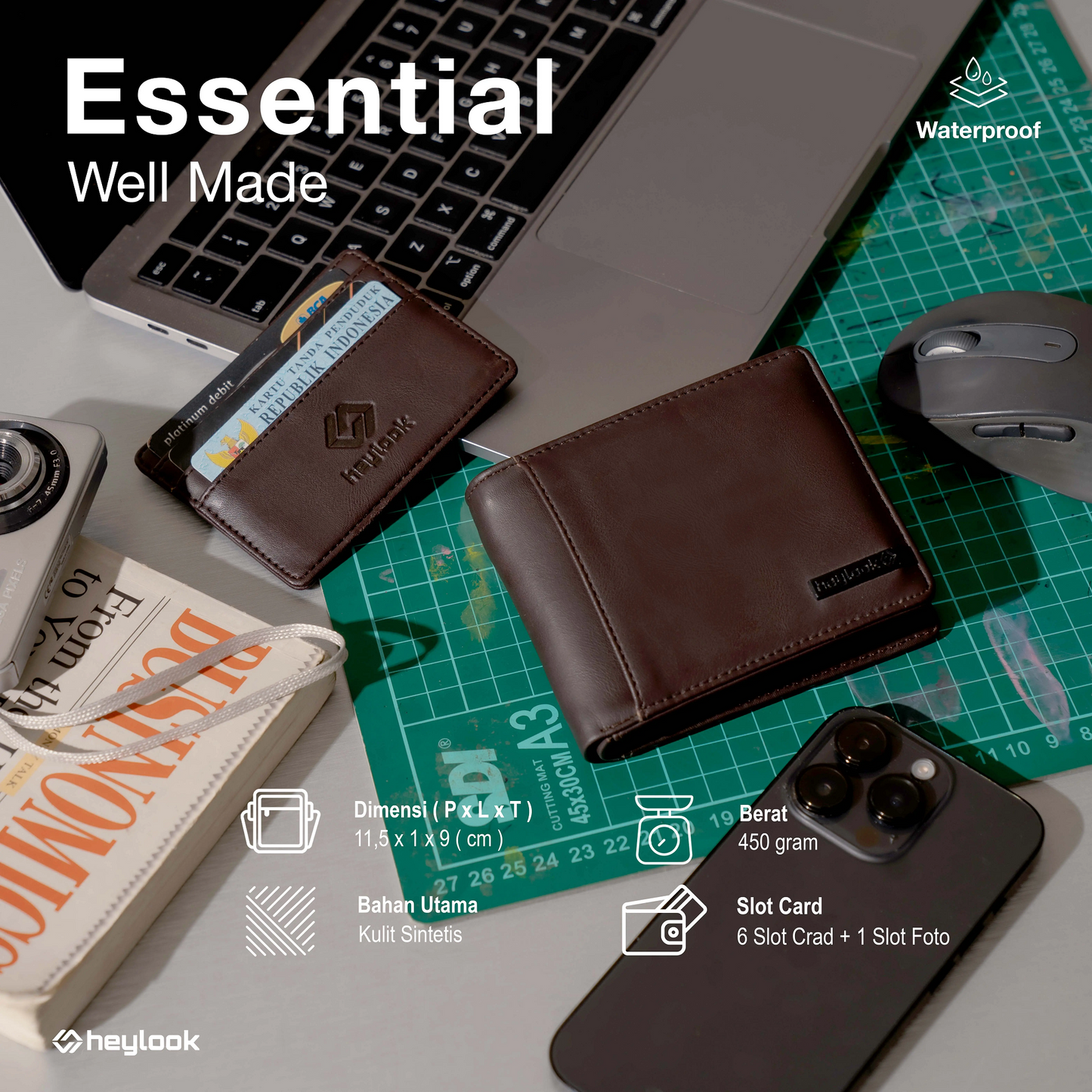 Slim Minimalist Men's Wallet – PU Leather Business Wallet with Removable Card Holder